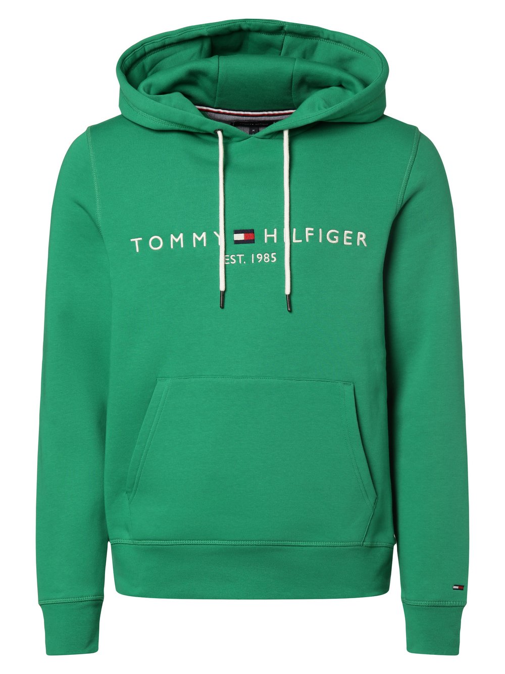 Tommy Hilfiger Męski sweter z kapturem Mężczyźni zielony jednolity, M