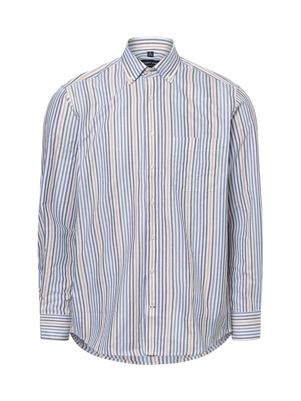 Andrew James Męska koszula casual Mężczyźni Regular Fit Bawełna biały|niebieski|wielokolorowy w paski, M