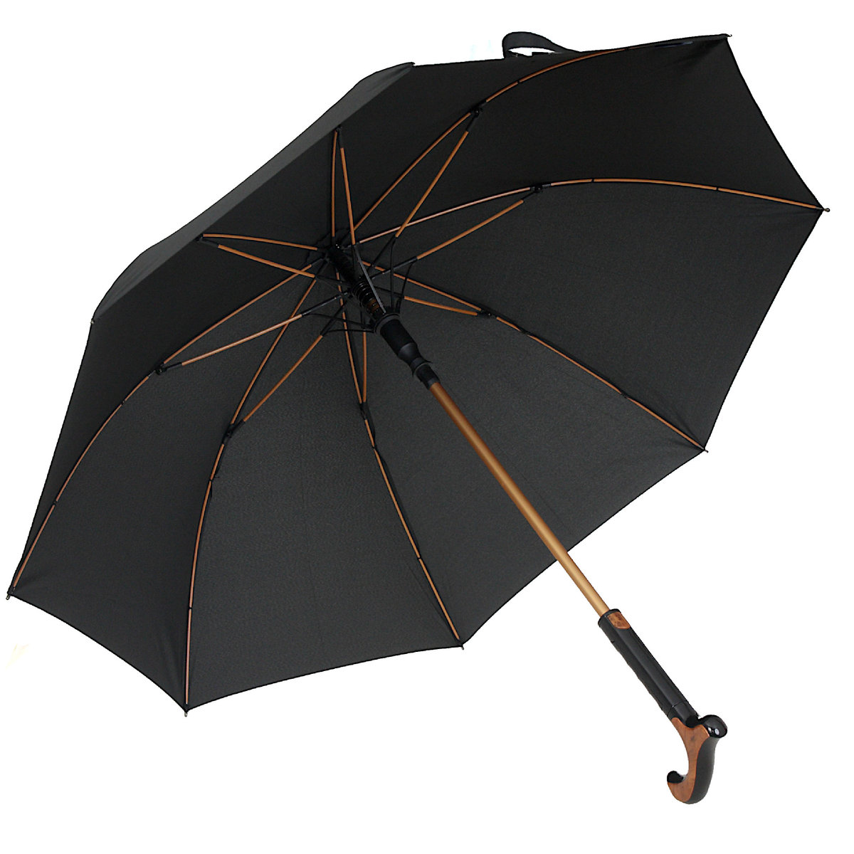 Parasol męski czarny z funkcją laski Wiatroodporny