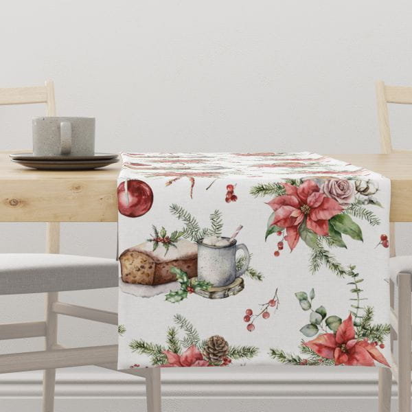 Bieżnik świąteczny WINTER wzór BN28 świąteczne dekoracje z rudzikiem 40 x 180 cm