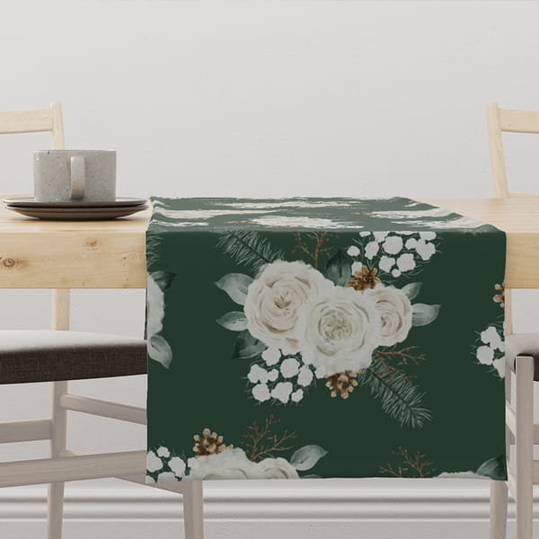 Bieżnik świąteczny WINTER wzór BN53 Zimowe róże 40 x 220 cm