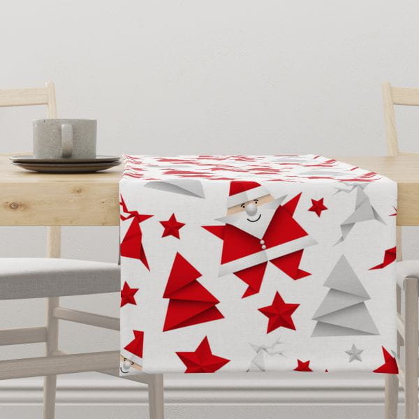 Bieżnik świąteczny WINTER wzór BN22 Mikołaj origami 40 x 300 cm