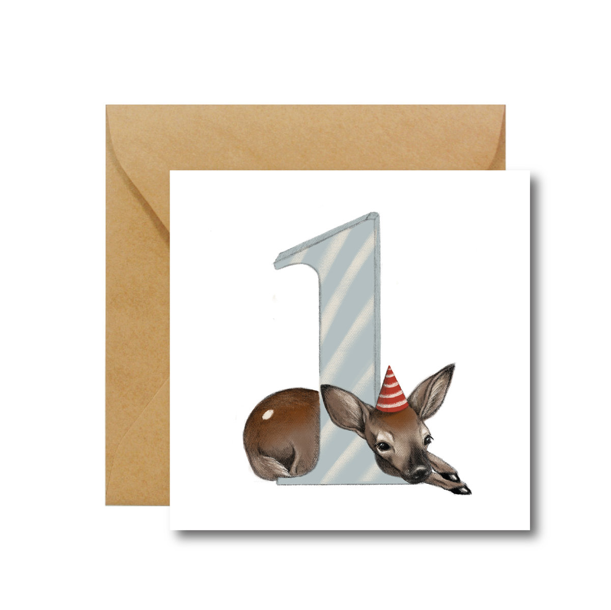 Kartka na roczek z jelonkiem