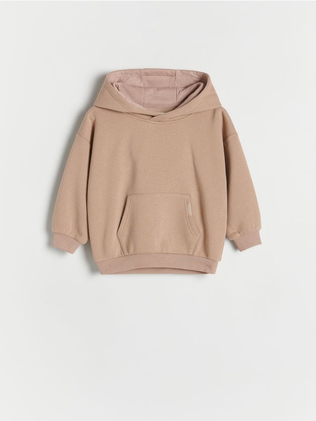 Reserved - Bluza oversize z kapturem - beżowy