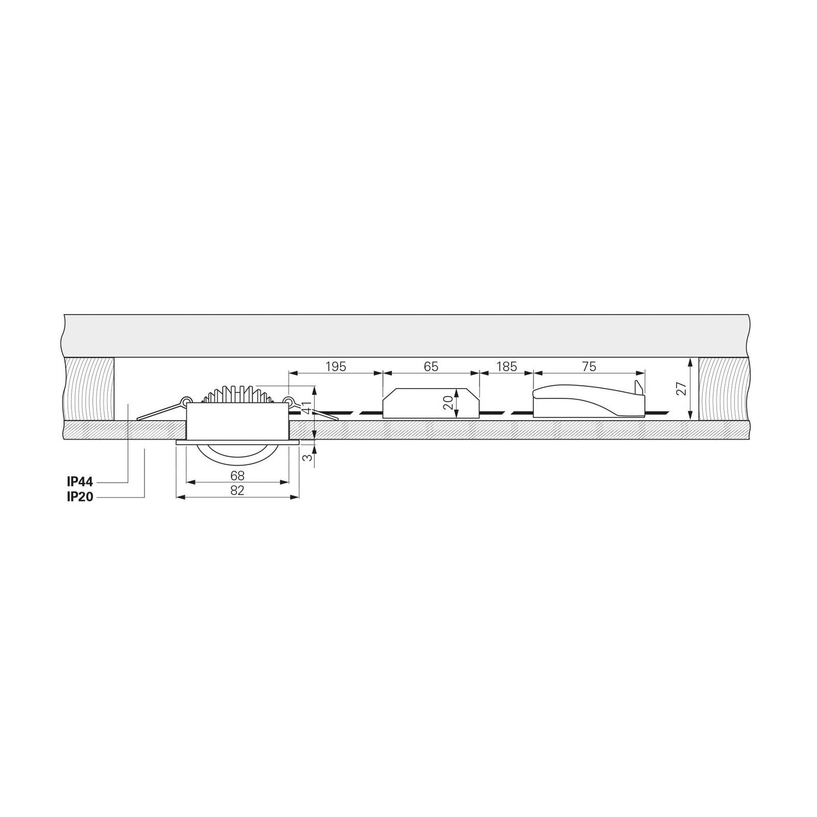 Deko-Light Lampa sufitowa wpuszczana LED Dione, IP44, 2700 K, nikiel, ściemniana