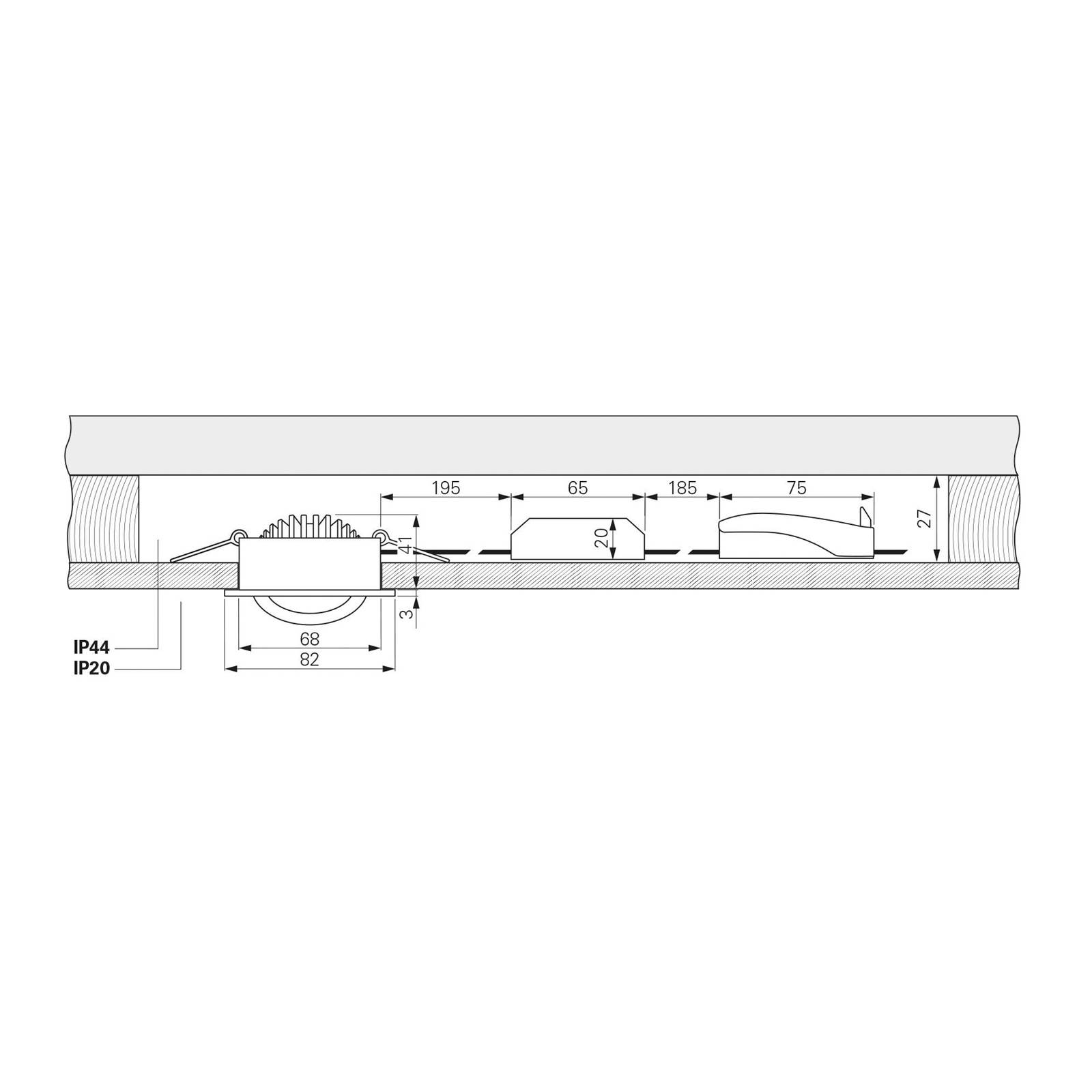Deko-Light Lampa sufitowa wpuszczana LED Dione, IP44, 4000 K, biała, ściemniana