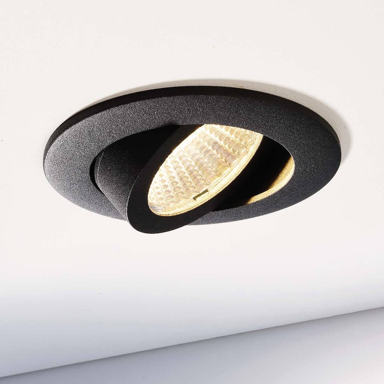 Deko-Light Lampa sufitowa wpuszczana LED Dione, IP44, 3000 K, czarna, ściemniana