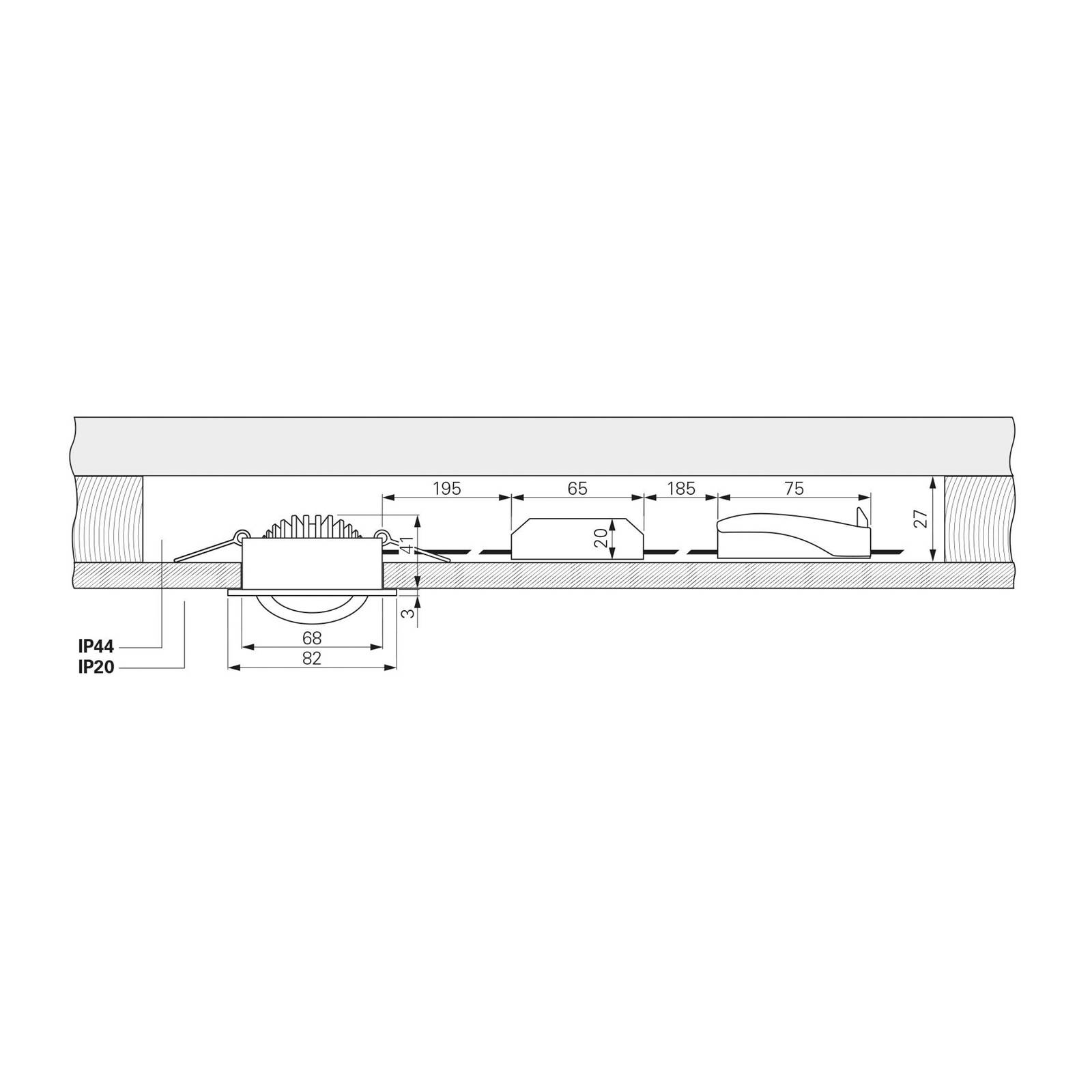 Deko-Light Lampa sufitowa wpuszczana LED Dione, IP44, biały, ściemniany do ciepłego