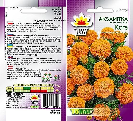 Nasiona Aksamitka Kora Pomarańczowa Toraf