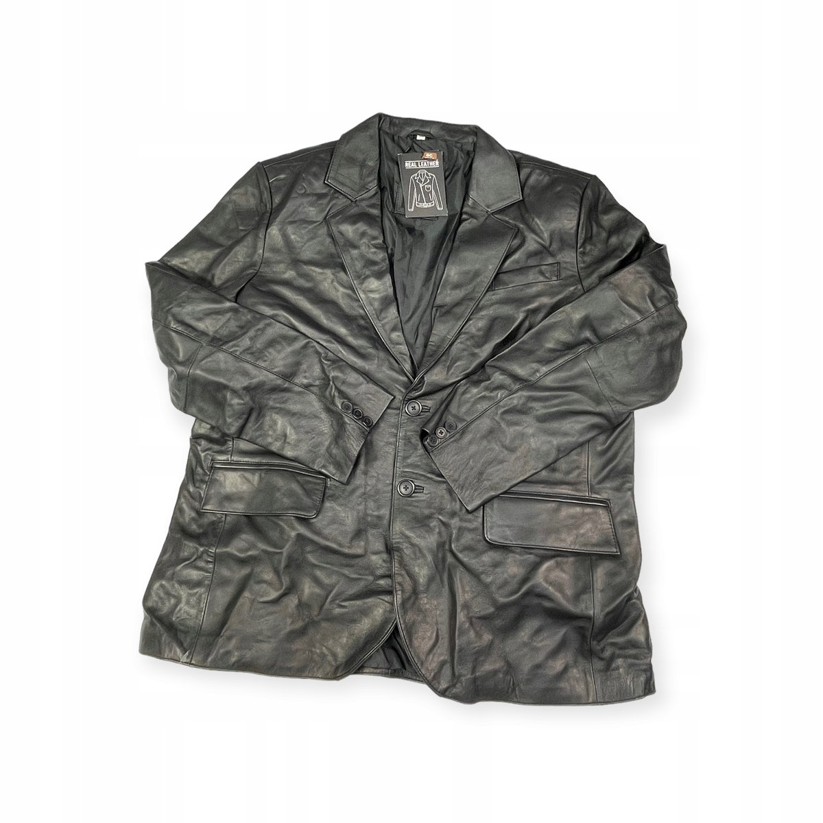 Skórzana kurtka męska czarna REAL LEATHER 2XL