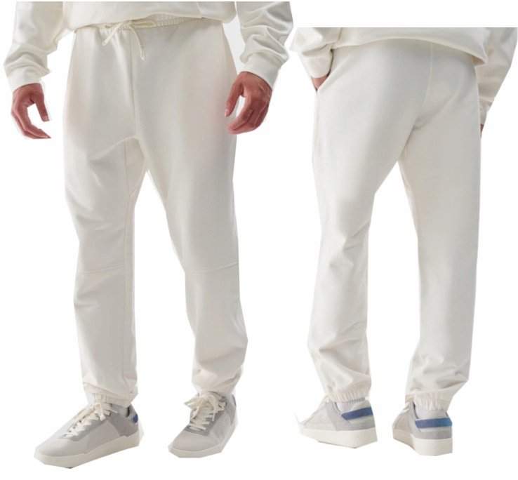 Męskie spodnie dresowe joggery 4F TROU1033 12S kremowy XL