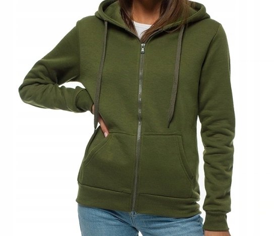 Damska bluza dresowa z kapturem rozpinana ocieplana XL khaki