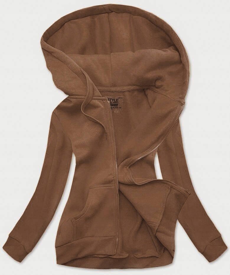 Damska bluza dresowa ocieplana z kapturem rozpinana XL brązowa