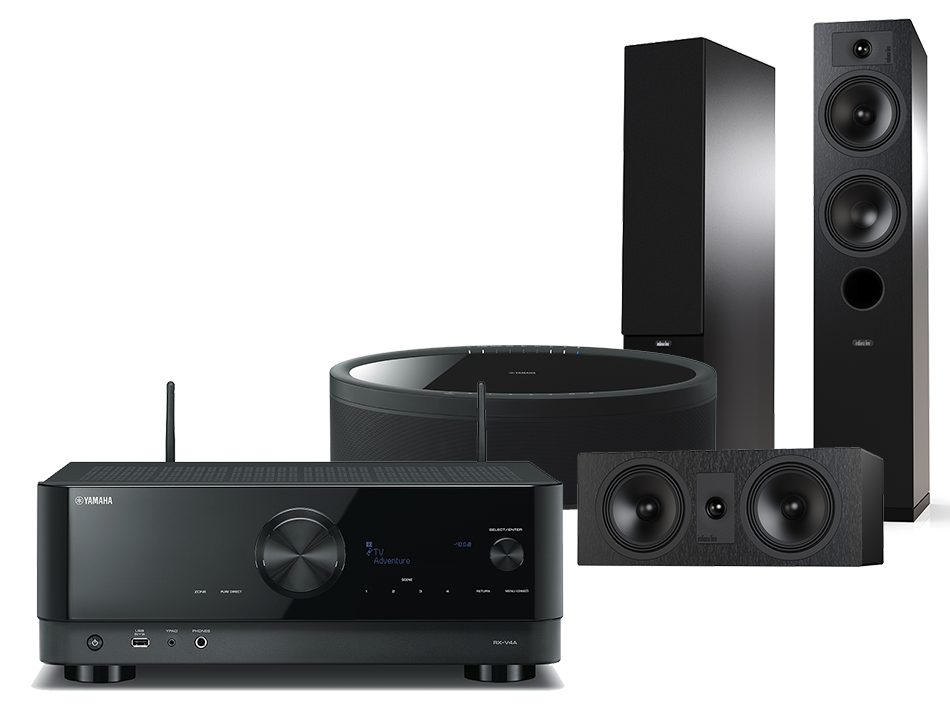 Yamaha RX-V4A (czarny) + Tesi 5 + 7 + MusicCast 50 (czarny)
