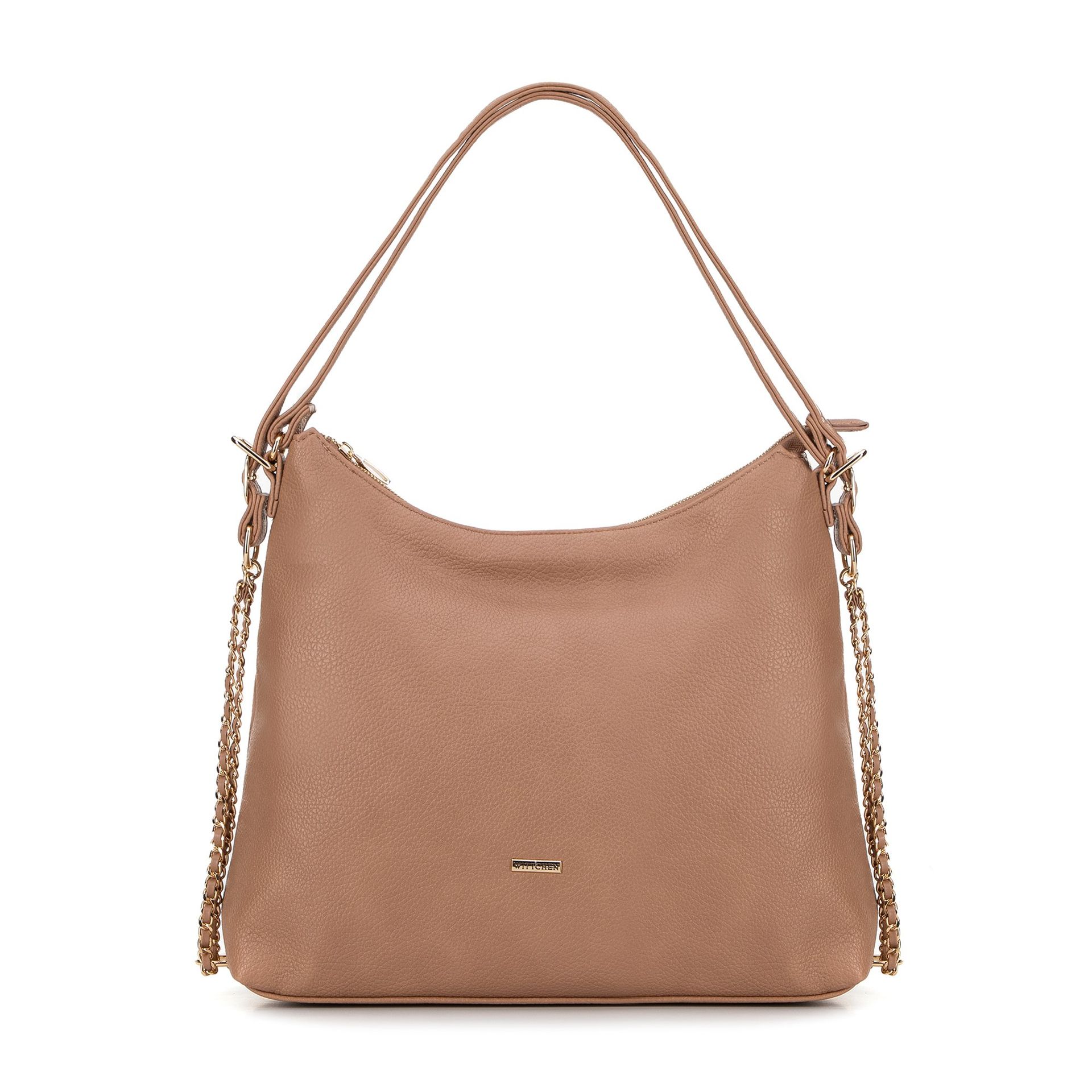 Damska torba – plecak ze skóry ekologicznej beżowa