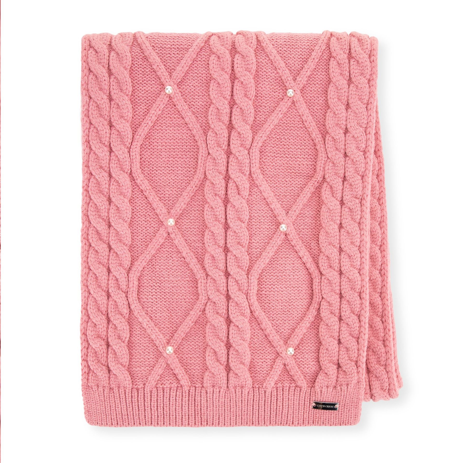 Damski szalik z perełkami różowy