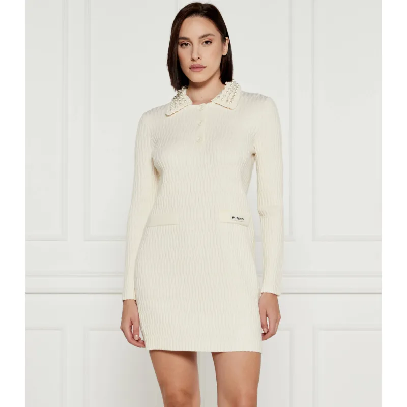 Pinko Sukienka YORK CHOCOLATE | z dodatkiem wełny