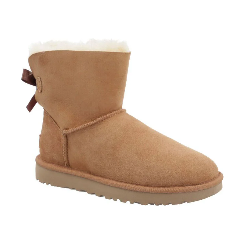 UGG Skórzane śniegowce mini bailey bow II | z dodatkiem wełny