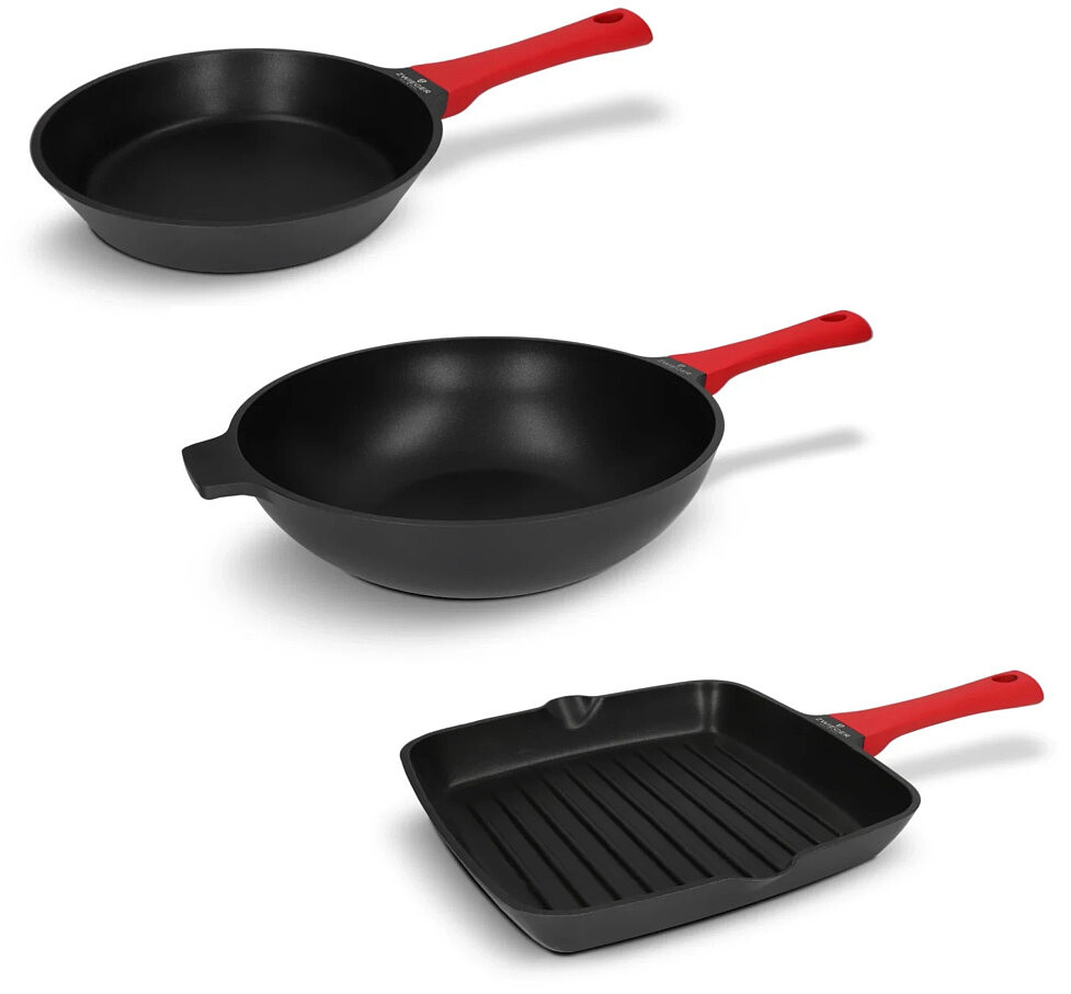 Zestaw Zwieger Obsidian Patelnia Zwieger 24cm + Patelnia grillowa 28cm + Patelnia wok 32cm Darmowa dostawa od 99 zł!