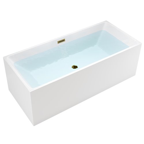 Hydrosan Wanna wolnostojąca prostokątna przelew i korek złoty 160 cm Santa SANTA-507B-P-GL