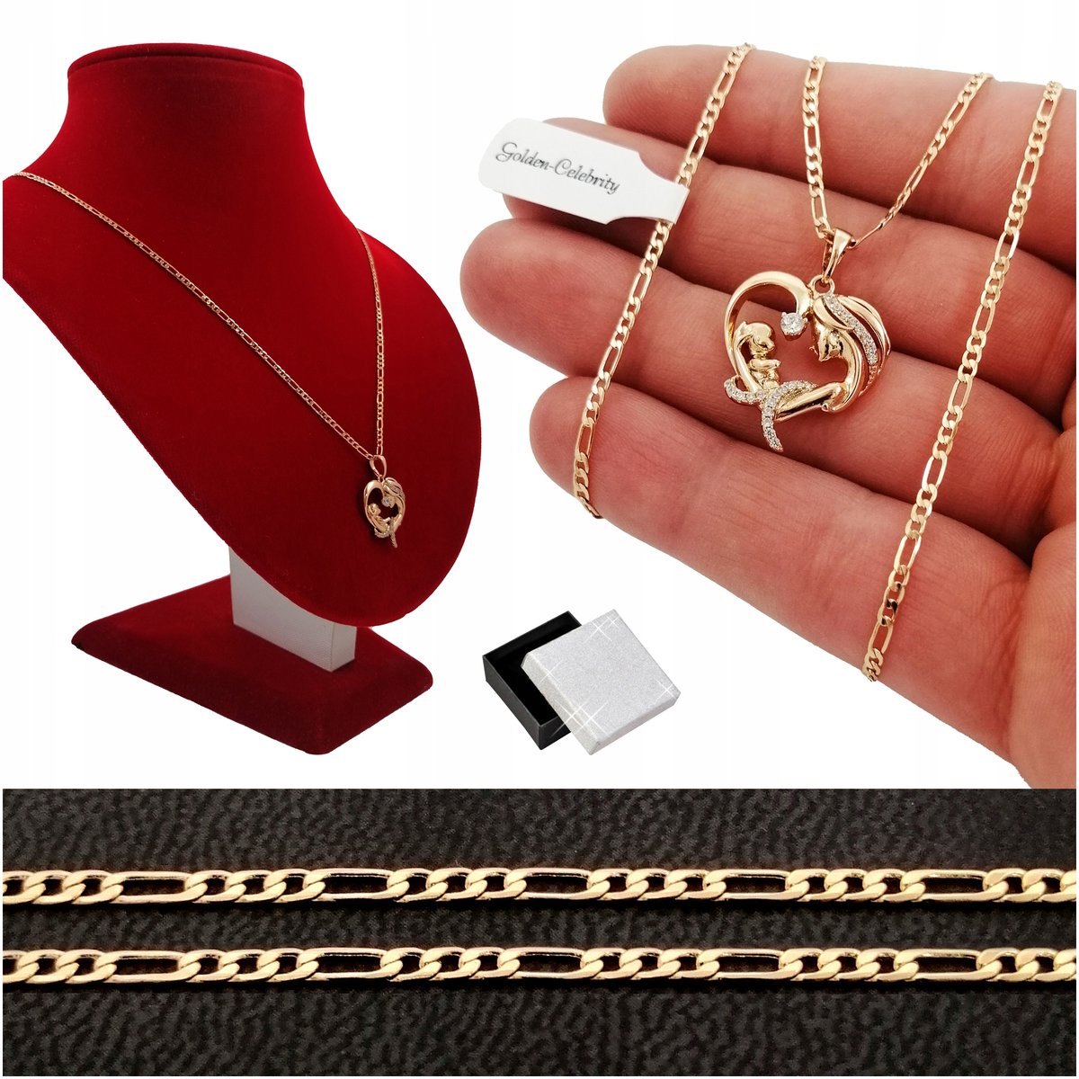 Złoty Naszyjnik Matka Z Dzieciątkiem 18K Na Prezent Dla Przyjaciółki