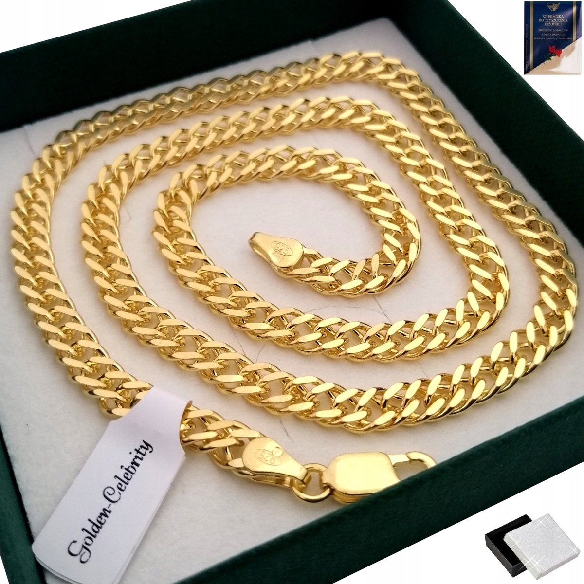 Złoty Łańcuszek Męski Rombo Próba 925/585 50Cm 14K