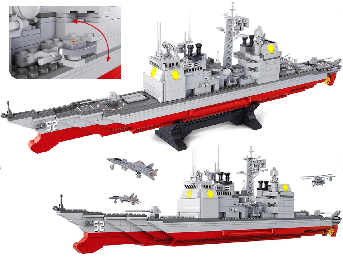 Sluban Klocki Statek Okręt Wojskowy Krążownik Cruiser 883 Elementy B0389