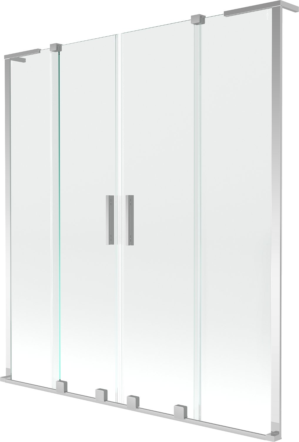 Mexen Velar L Duo parawan nawannowy 2-skrzydłowy rozsuwany 160 x 150 cm, transparent, chrom - 896-160-003-02-01