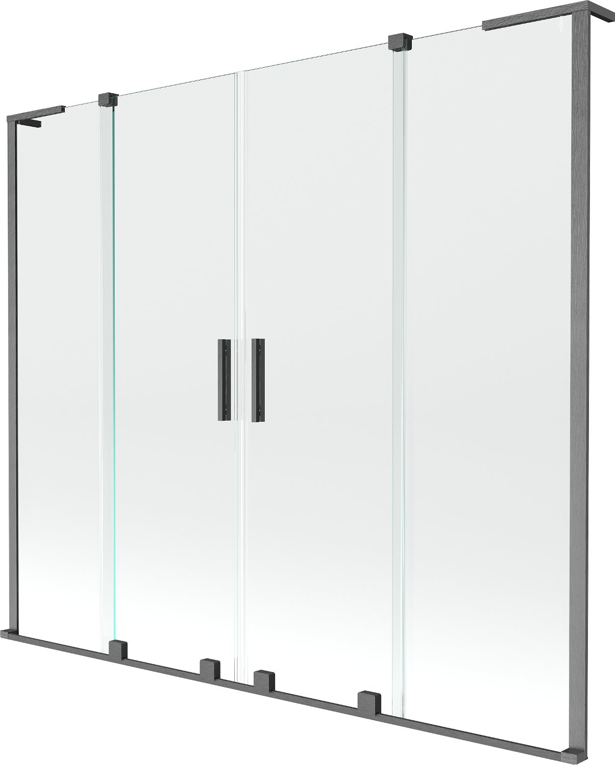 Mexen Velar L Duo parawan nawannowy 2-skrzydłowy rozsuwany 170 x 150 cm, transparent, gun gray szczotkowany - 896-170-003-02-66