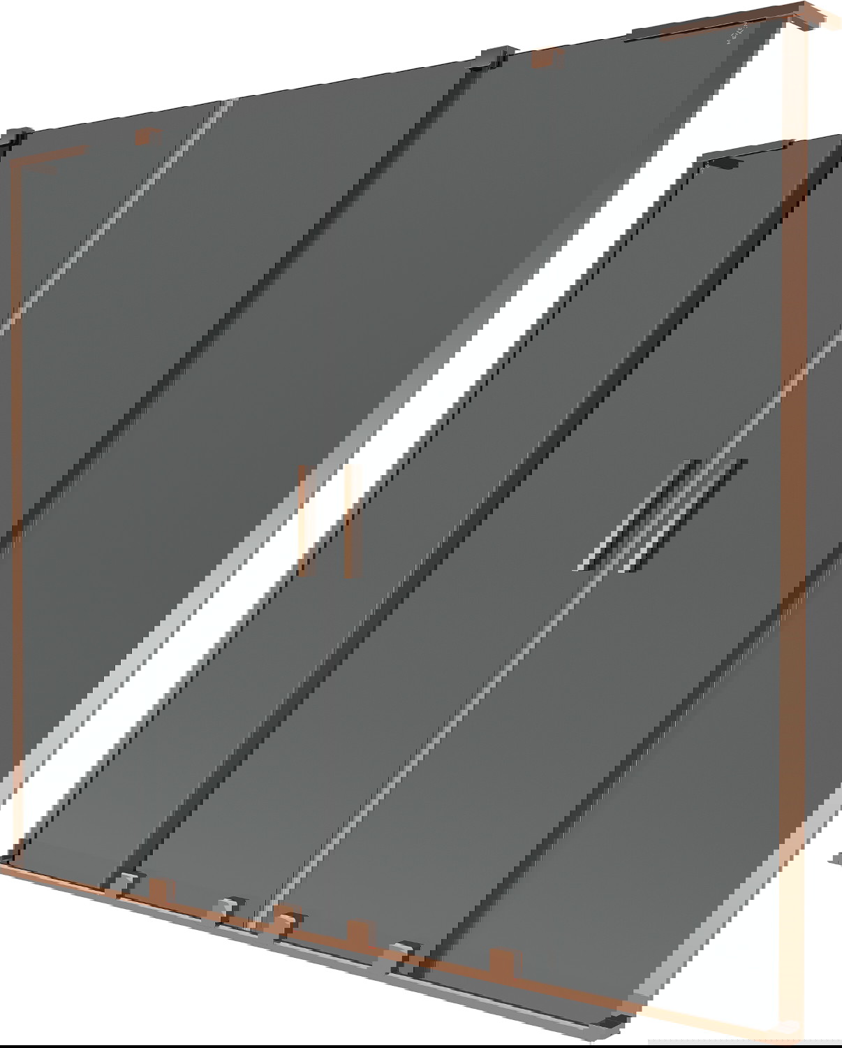 Mexen Velar L Duo parawan nawannowy 2-skrzydłowy rozsuwany 170 x 150 cm, grafit, różowe złoto - 896-170-003-42-60