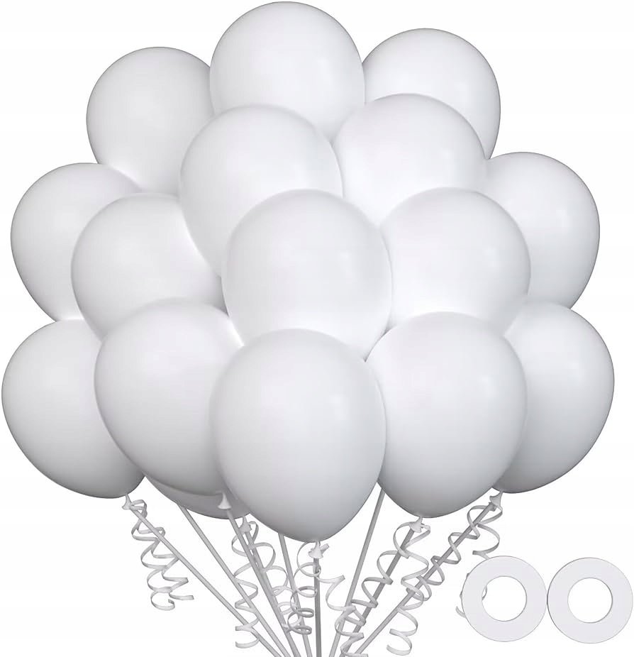 Balony Białe Pastelowe Piękne Matowe Ślub Wesele Komunia Chrzest 100szt.