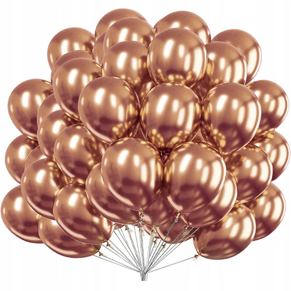 BALONY Rose Gold Ślub Różowe Złoto Roczek Chrom Chromowe Eleganckie 50szt.