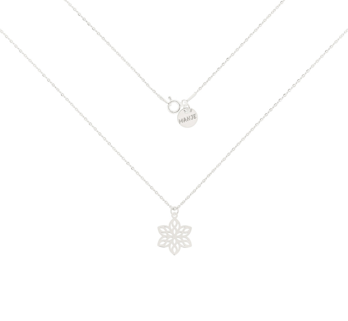 Srebrny naszyjnik z ażurowym kwiatkiem 40 cm