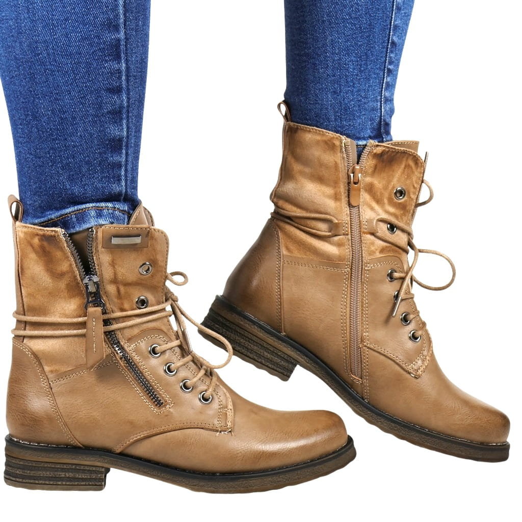 DAMSKIE BOTKI WORKERY TRAPERY EVENTO 3068 KHAKI BRĄZOWE