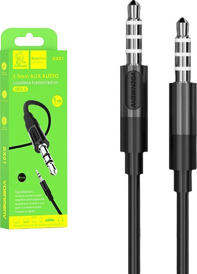 Kabel . KABEL STEREO DENMEN JACK DO JACK 3,5 CALA CZARNY 1M DX01