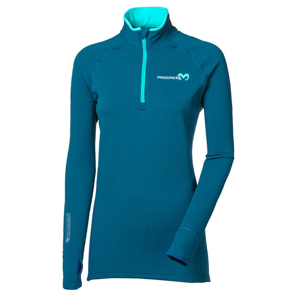 Bluza damska Progress Tispa Zip Merino Rozmiar: S / Kolor: petrol