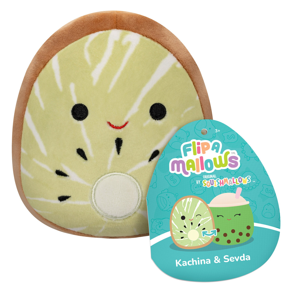 Squishmallows Flipmallows Seria 16, Pluszak, 13 cm Kachina/Sevda - Kiwi/Green Boba - Flipamallow