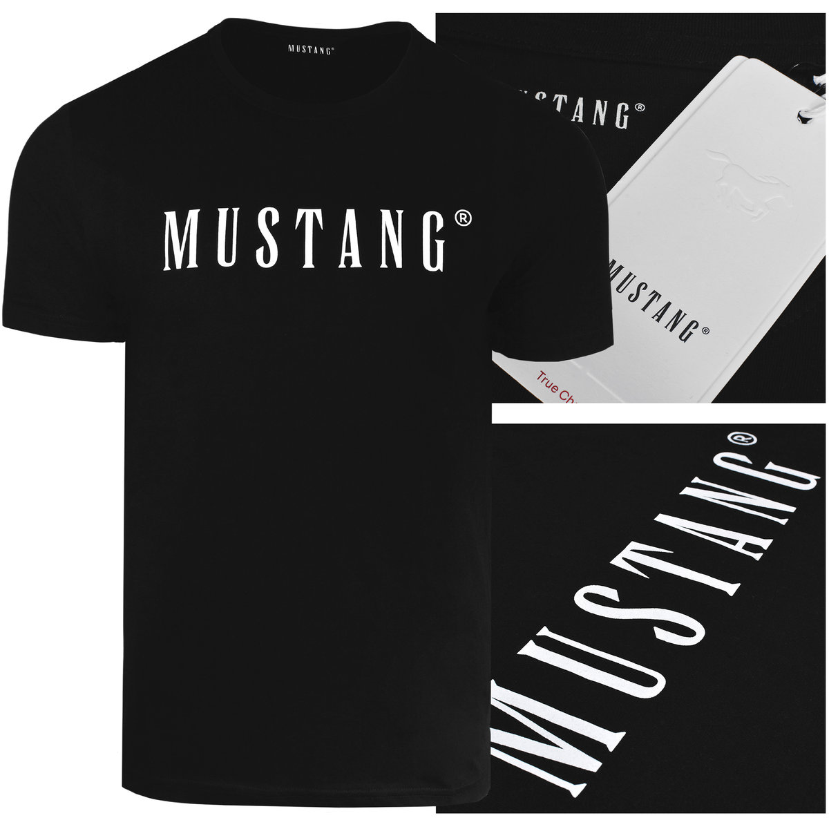 Mustang Koszulka Męska T-shirt Bawełniana 4222 Czarna Rozmiar 2XL