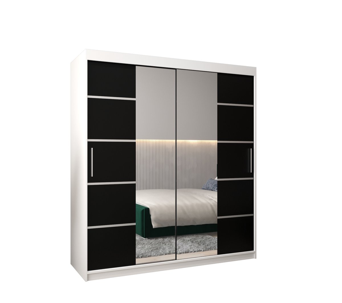 Szafa przesuwna Garderoba VERONA 4 180 gł. 62 biały/czarny