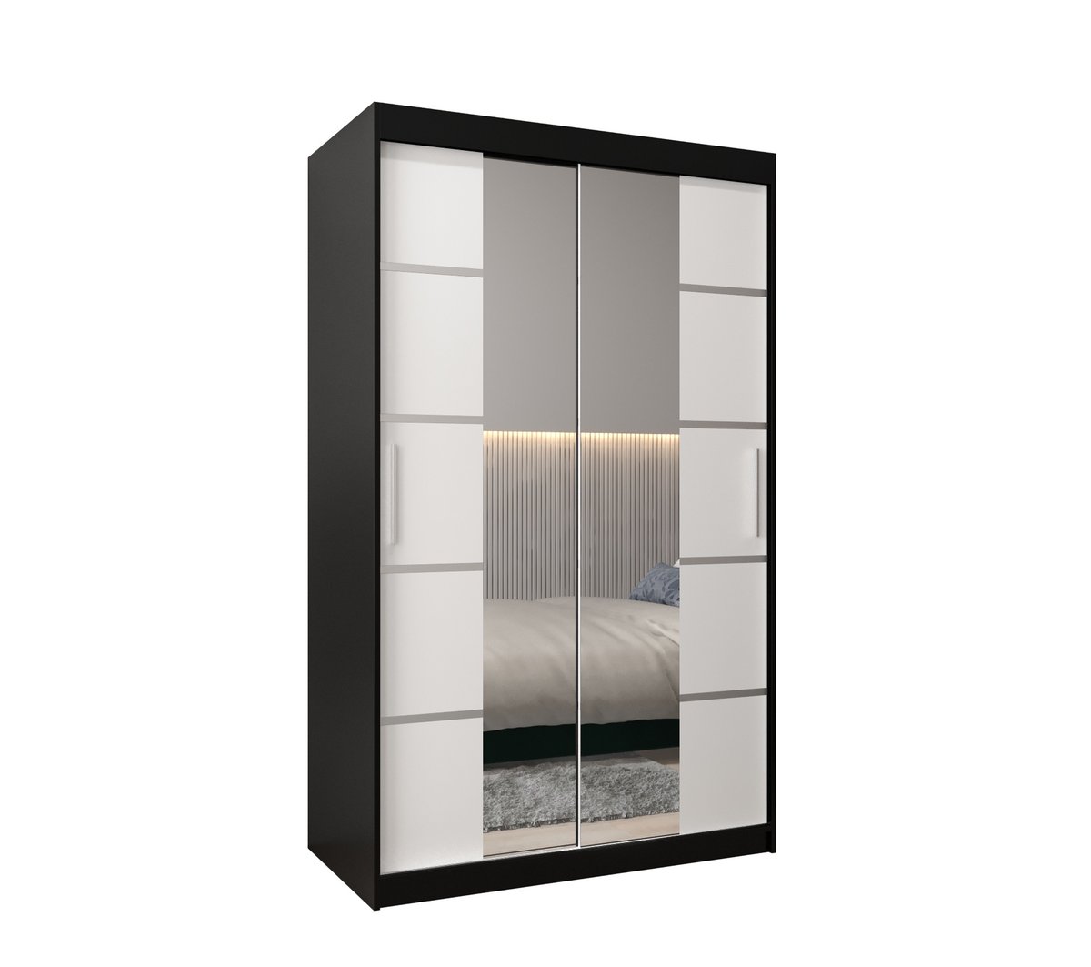 Szafa przesuwna Garderoba VERONA 4 120 gł. 62 czarny/biały