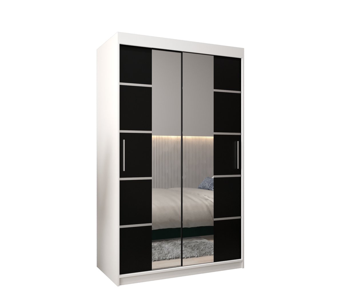 Szafa przesuwna Garderoba VERONA 4 120 gł. 62 biały/czarny