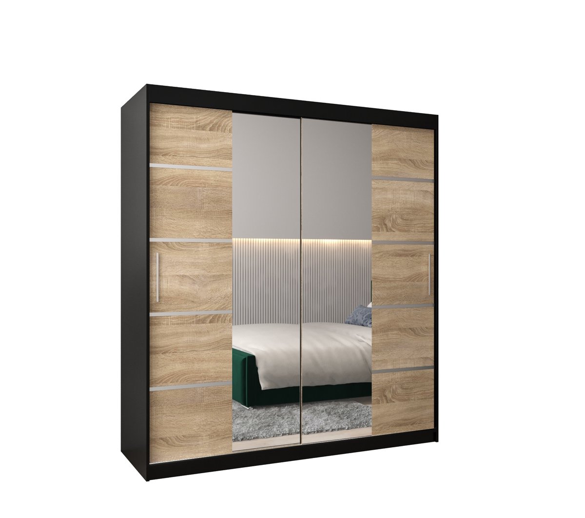 Szafa przesuwna Garderoba VERONA 4 180 gł. 62 czarny/sonoma