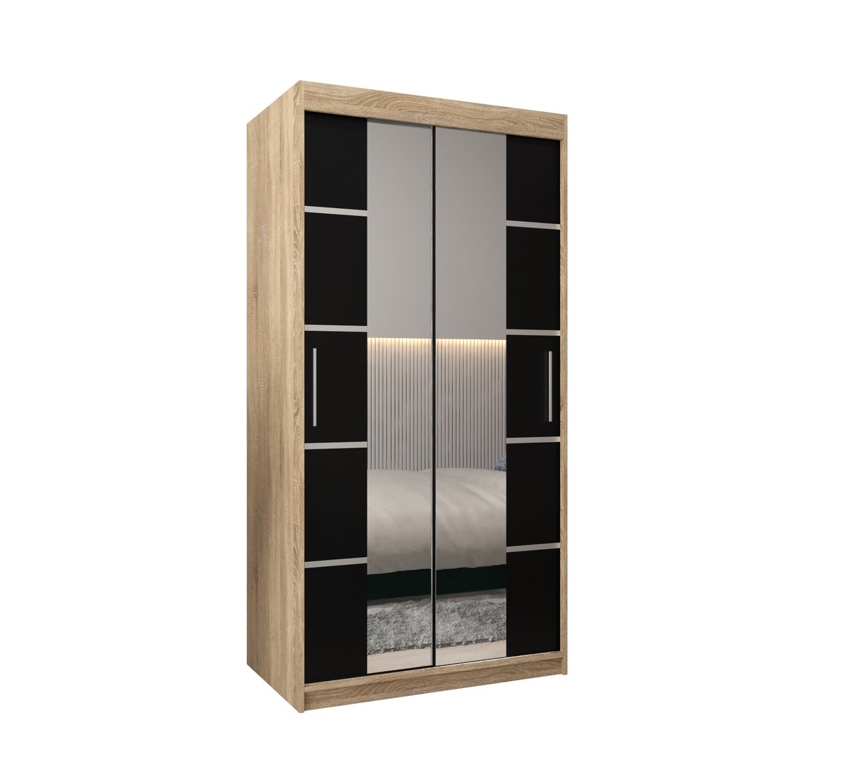 Szafa przesuwna Garderoba VERONA 4 100 gł. 62 sonoma/czarny