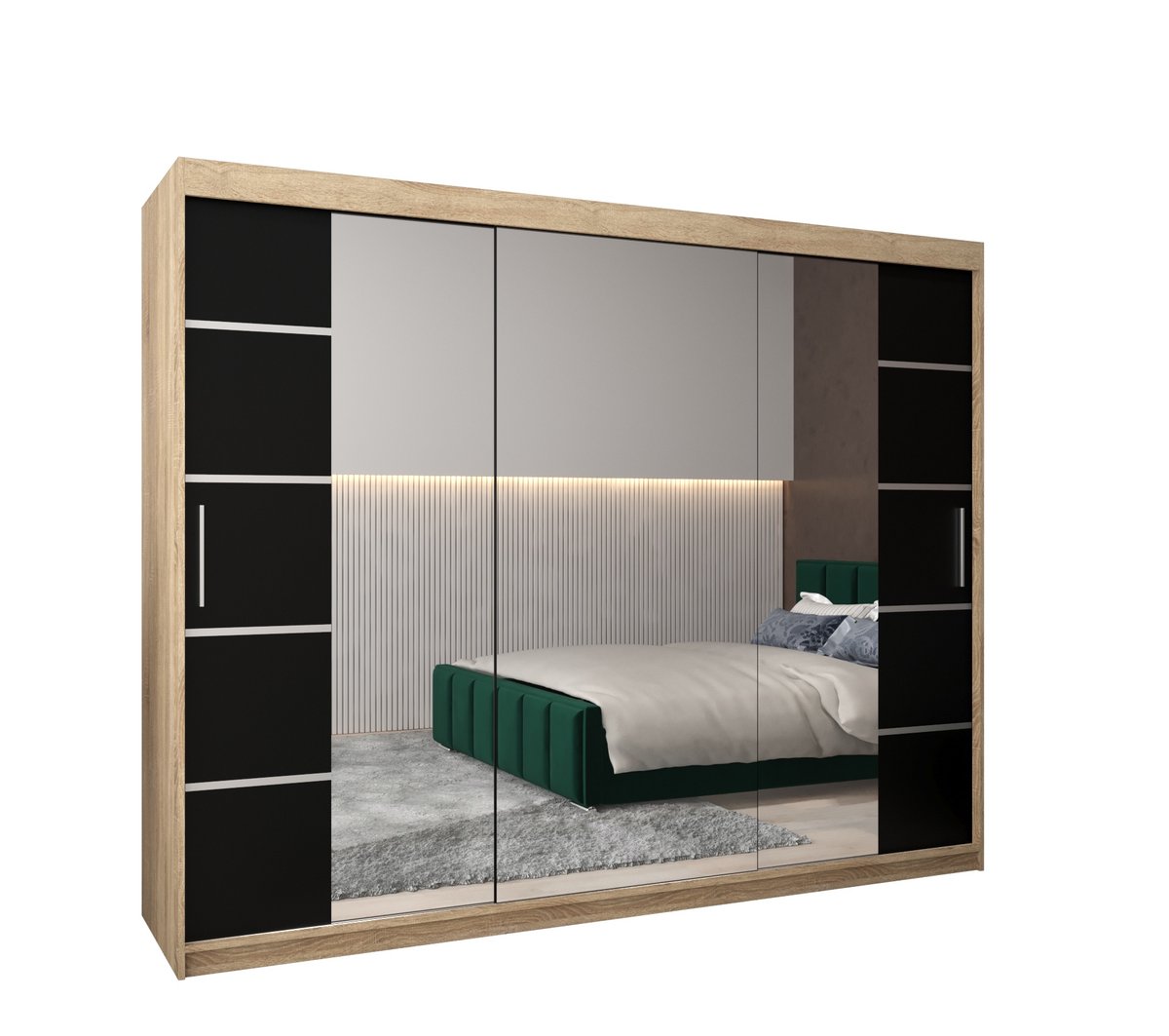 Szafa przesuwna Garderoba VERONA 4 250 gł. 62 sonoma/czarny