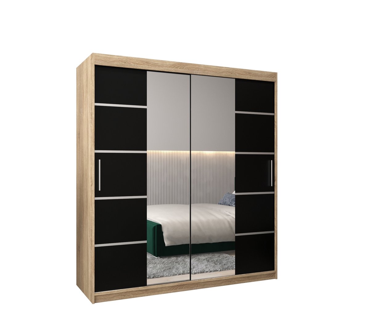 Szafa przesuwna Garderoba VERONA 4 180 gł. 62 sonoma/czarny