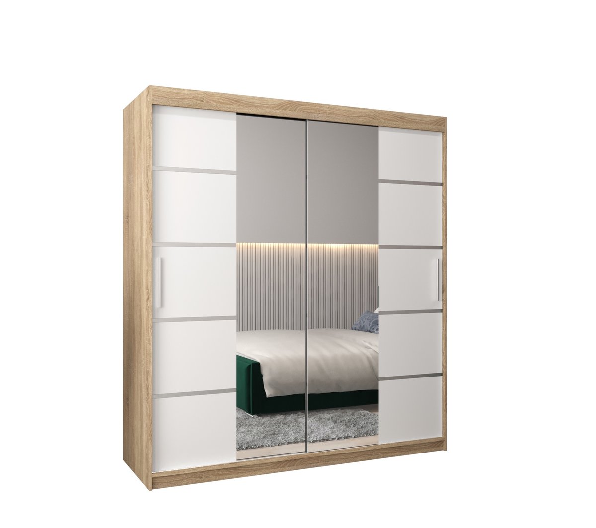 Szafa przesuwna Garderoba VERONA 4 180 gł. 62 sonoma/biały