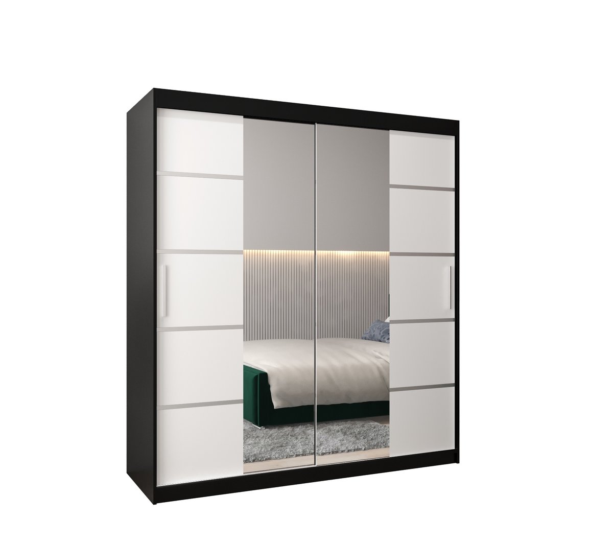 Szafa przesuwna Garderoba VERONA 4 180 gł. 62 czarny/biały