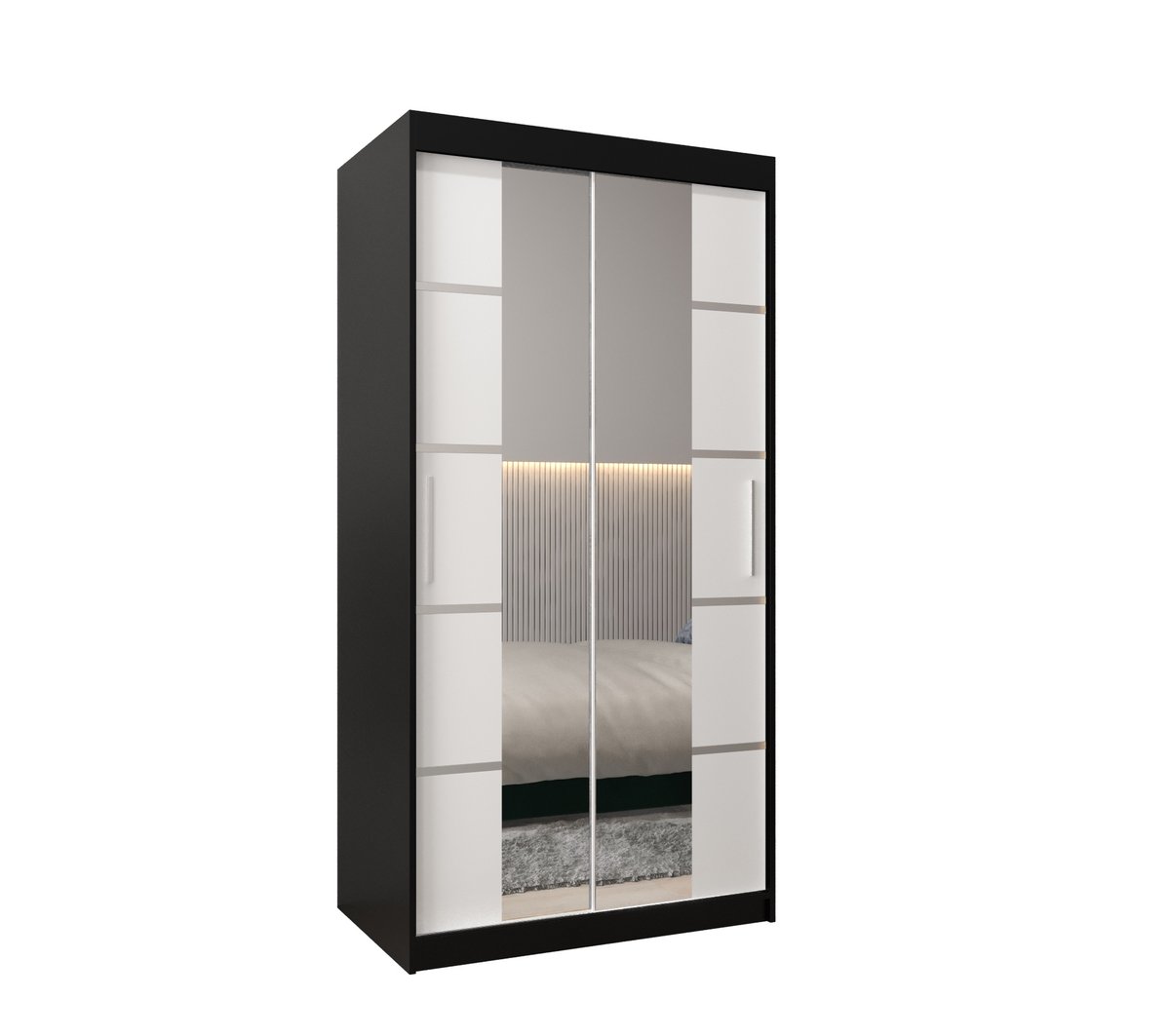 Szafa przesuwna Garderoba VERONA 4 100 gł. 62 czarny/biały