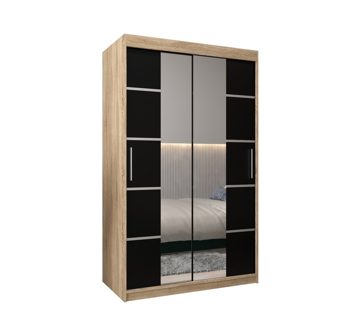 Szafa przesuwna Garderoba VERONA 4 120 gł. 62 sonoma/czarny