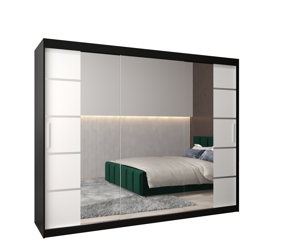 Szafa przesuwna Garderoba VERONA 4 250 gł. 62 czarny/biały